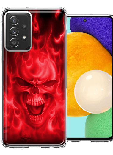 Samsung Galaxy A53 Red Flaming Skull Double Layer Phone Case Cover
