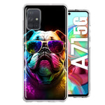 Samsung Galaxy A71 4G Neon Rainbow Glow Bulldog Hybrid Protective Phone Case Cover