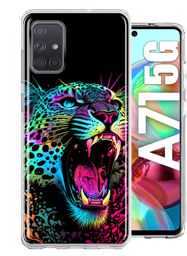 Samsung Galaxy A71 5G Neon Rainbow Glow Colorful Leopard Hybrid Protective Phone Case Cover
