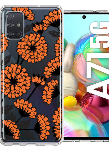 Samsung Galaxy A71 4G Orange Chrysanthemum Flowers Design Double Layer Phone Case Cover