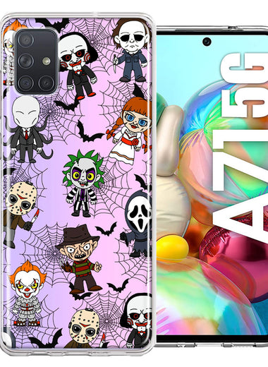 Samsung Galaxy A71 5G Classic Haunted Horror Halloween Nightmare Characters Spider Webs Design Double Layer Phone Case Cover