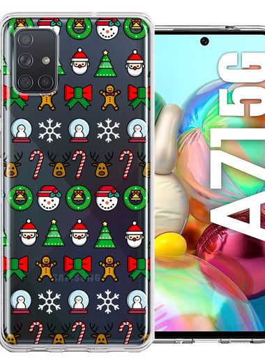 Samsung Galaxy A71 5G Classic Christmas Polka Dots Santa Snowman Reindeer Candy Cane Design Double Layer Phone Case Cover