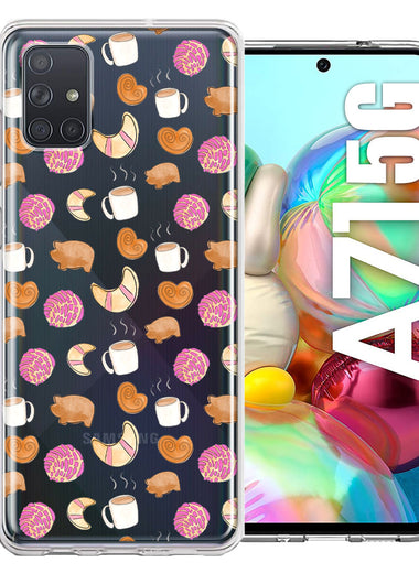 Samsung Galaxy A71 5G Mexican Pan Dulce Cafecito Coffee Concha Polka Dots Double Layer Phone Case Cover