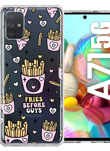 Samsung Galaxy A71 5G Cute Valentine Pink Love Hearts Fries Before Guys Double Layer Phone Case Cover