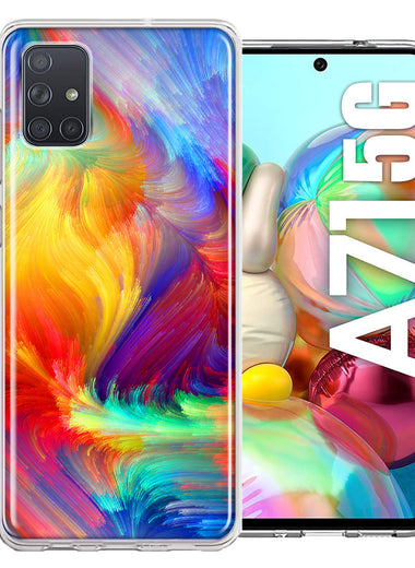 Samsung Galaxy A71 5G Colorful Feather Paint Double Layer Phone Case Cover