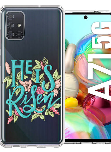 Samsung Galaxy A71 4G He Is Risen Text Easter Jesus Christian Flowers Double Layer Phone Case Cover