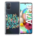 Samsung Galaxy A71 4G He Is Risen Text Easter Jesus Christian Flowers Double Layer Phone Case Cover