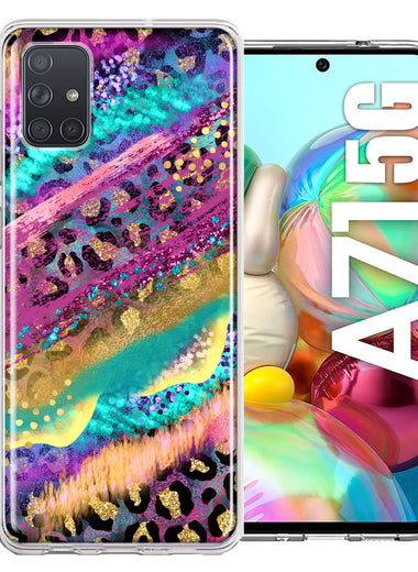 Samsung Galaxy A71 4G Leopard Paint Colorful Beautiful Abstract Milkyway Double Layer Phone Case Cover