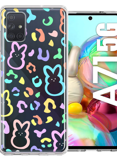 Samsung Galaxy A71 4G Leopard Easter Bunny Candy Colorful Rainbow Double Layer Phone Case Cover