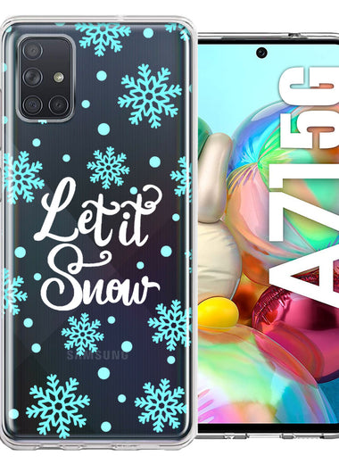 Samsung Galaxy A71 5G Christmas Holiday Let It Snow Winter Blue Snowflakes Design Double Layer Phone Case Cover