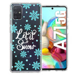Samsung Galaxy A71 5G Christmas Holiday Let It Snow Winter Blue Snowflakes Design Double Layer Phone Case Cover