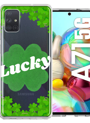 Samsung Galaxy A71 4G Lucky St Patrick's Day Shamrock Green Clovers Double Layer Phone Case Cover