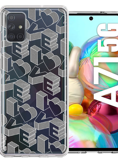 Samsung Galaxy A71 4G 3D Love Letters Hearts Valentine's Day Double Layer Phone Case Cover