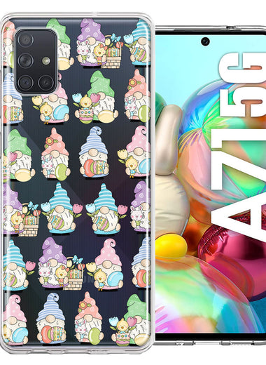 Samsung Galaxy A71 5G Pastel Easter Cute Gnomes Spring Flowers Eggs Holiday Seasonal Double Layer Phone Case Cover
