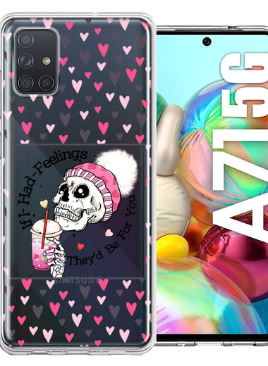 Samsung Galaxy A71 5G Pink Dead Valentine Skull Frap Hearts If I had Feelings They'd Be For You Love Double Layer Phone Case Cover