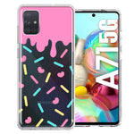Samsung Galaxy A71 5G Pink Drip Frosting Cute Heart Sprinkles Kawaii Cake Design Double Layer Phone Case Cover