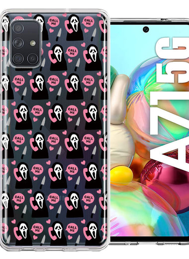 Samsung Galaxy A71 5G Pink Horror Valentine Character Ghostface Boyfriend Call Me Hearts Double Layer Phone Case Cover
