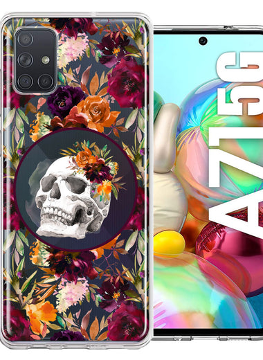 Samsung Galaxy A71 5G Romance Is Dead Valentines Day Halloween Skull Floral Autumn Flowers Double Layer Phone Case Cover