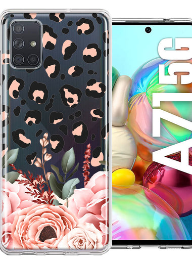 For Samsung Galaxy A71 5G Classy Blush Peach Peony Rose Flowers Leopard Phone Case Cover