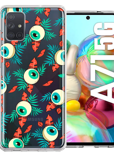 Samsung Galaxy A71 4G Halloween Creepy Tropical Eyeballs Design Double Layer Phone Case Cover