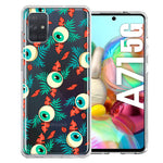 Samsung Galaxy A71 4G Halloween Creepy Tropical Eyeballs Design Double Layer Phone Case Cover
