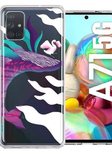 Samsung Galaxy A71 4G Mystic Floral Whale Design Double Layer Phone Case Cover