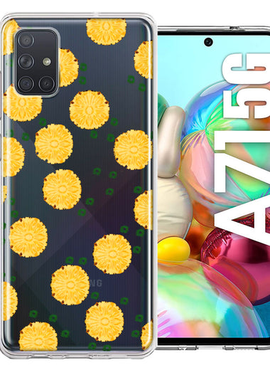 Samsung Galaxy A71 4G Tropical Pineapples Polkadots Design Double Layer Phone Case Cover