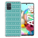 Samsung Galaxy A71 4G Teal Christmas Reindeer Pattern Design Double Layer Phone Case Cover