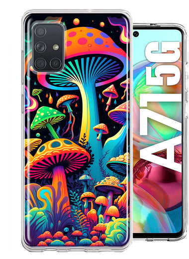 Samsung Galaxy A71 5G Neon Rainbow Psychedelic Indie Hippie Mushrooms Hybrid Protective Phone Case Cover