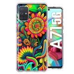 Samsung Galaxy A71 5G Neon Rainbow Psychedelic Indie Hippie Sunflowers Hybrid Protective Phone Case Cover