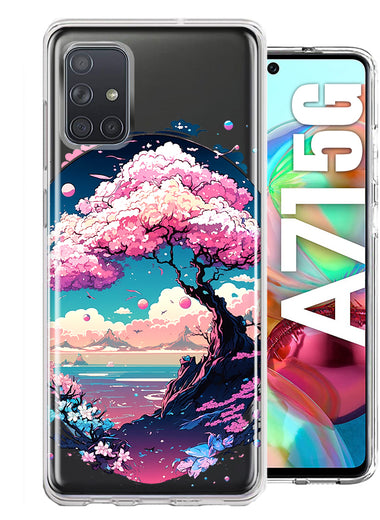 Samsung Galaxy A71 5G Kawaii Manga Pink Cherry Blossom Japanese Sky Floral Ocean Hybrid Protective Phone Case Cover