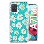 Samsung Galaxy A71 5G Turquoise Teal White Daisies Cute Daisy Polka Dots Double Layer Phone Case Cover