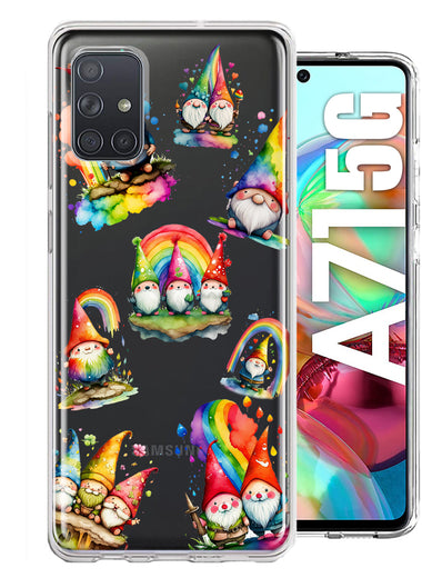 Samsung Galaxy A71 5G Colorful Neon Glow Rainbow Gnomes Painting Hybrid Protective Phone Case Cover