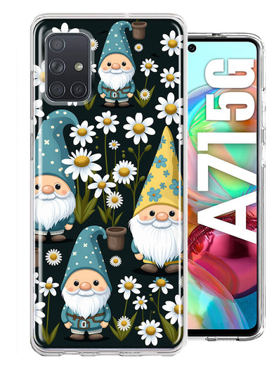 Samsung Galaxy A71 5G Cute White Daisies Gnomes Flowers Floral Double Layer Phone Case Cover
