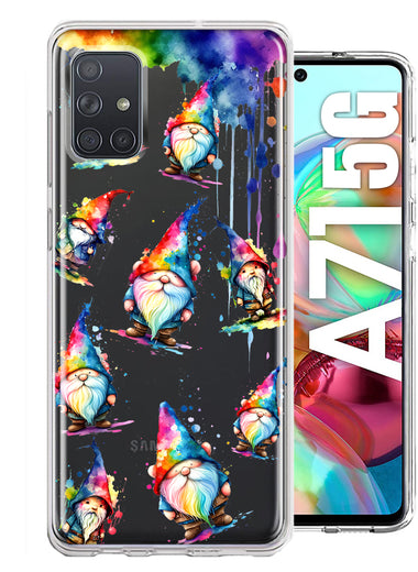Samsung Galaxy A71 5G Neon Water Painting Colorful Splash Gnomes Hybrid Protective Phone Case Cover
