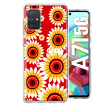 Samsung Galaxy A71 5G Yellow Sunflowers Polkadot on Red Double Layer Phone Case Cover