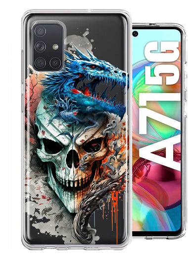 Samsung Galaxy A71 5G Fantasy Blue Dragon Dream Skull Double Layer Phone Case Cover