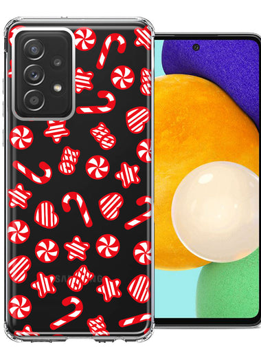 Samsung Galaxy A72 Christmas Winter Red White Peppermint Candies Swirls Candycanes Design Double Layer Phone Case Cover