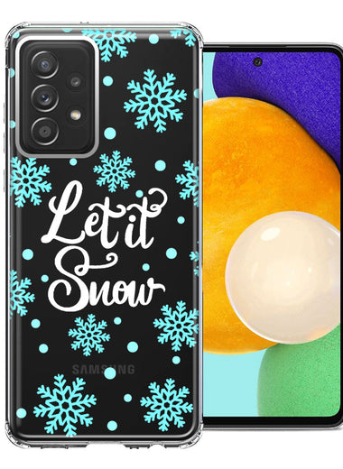 Samsung Galaxy A72 Christmas Holiday Let It Snow Winter Blue Snowflakes Design Double Layer Phone Case Cover