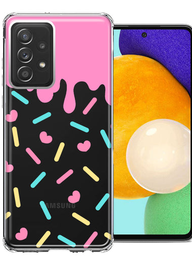 Samsung Galaxy A72 Pink Drip Frosting Cute Heart Sprinkles Kawaii Cake Design Double Layer Phone Case Cover
