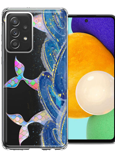 Samsung Galaxy A72 Rainbow Mermaid Tails Scales Ocean Waves Beach Girls Summer Double Layer Phone Case Cover