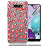 LG Aristo 5/Phoenix 5/Risio 4 Christmas Winter Red White Peppermint Candies Swirls Candycanes Design Double Layer Phone Case Cover