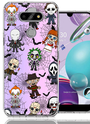 LG Aristo 5/Phoenix 5/Risio 4 Classic Haunted Horror Halloween Nightmare Characters Spider Webs Design Double Layer Phone Case Cover