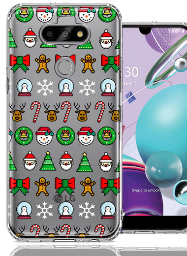 LG Aristo 5/Phoenix 5/Risio 4 Classic Christmas Polka Dots Santa Snowman Reindeer Candy Cane Design Double Layer Phone Case Cover