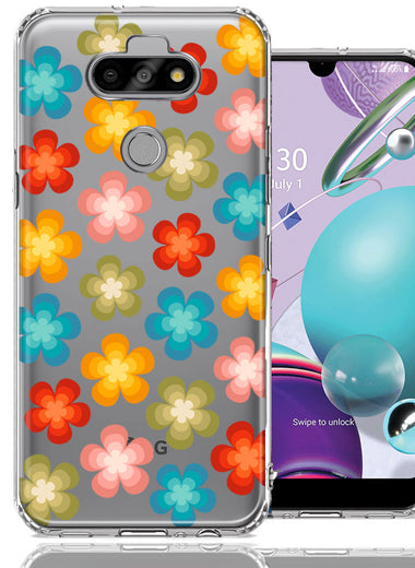 LG Aristo 5/Phoenix 5/Risio 4 Groovy Gradient Retro Color Flowers Double Layer Phone Case Cover