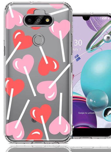 LG Aristo 5/Phoenix 5/Risio 4 Heart Suckers Lollipop Valentines Day Candy Lovers Double Layer Phone Case Cover