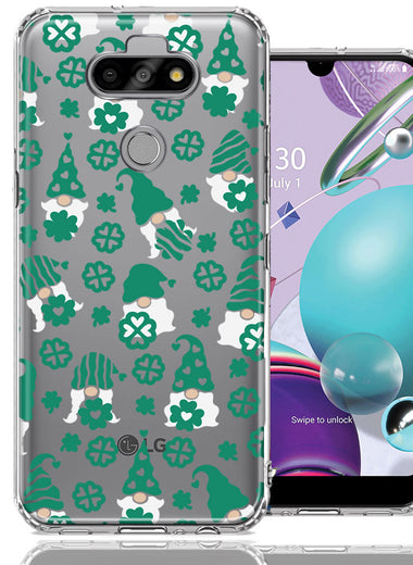 LG Aristo 5/Phoenix 5/Risio 4 Lucky Green St Patricks Day Cute Gnomes Shamrock Polkadots Double Layer Phone Case Cover