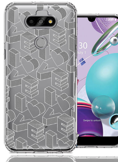 LG Aristo 5/Phoenix 5/Risio 4 3D Love Letters Hearts Valentine's Day Double Layer Phone Case Cover