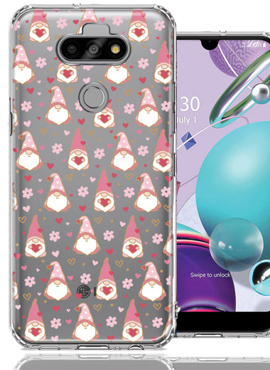 LG Aristo 5/Phoenix 5/Risio 4 Pink Blush Valentines Day Flower Hearts Gnome Characters Cute Double Layer Phone Case Cover