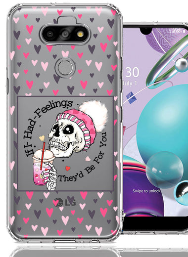 LG Aristo 5/Phoenix 5/Risio 4 Pink Dead Valentine Skull Frap Hearts If I had Feelings They'd Be For You Love Double Layer Phone Case Cover